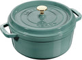 staub La Cocotte Round Z1025-323 Pico Cocotte Round Eucalyptus 9.4 inches (24 cm) Large Two-Handed Casting Enameled Pot Induction Compatible