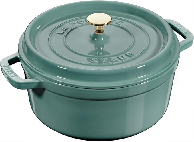 staub La Cocotte Round Z1025-323 Pico Cocotte Round Eucalyptus 9.4 inches (24 cm) Large Two-Handed Casting Enameled Pot Induction Compatible
