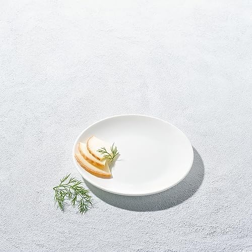 Vikko Appetizer Plates Set of 4 White Ceramic Plates Salad Plates Set Stackable 8 Inch Round Plates Dishwasher Safe Bead and Butter Plates Durable Plates for All Occasions