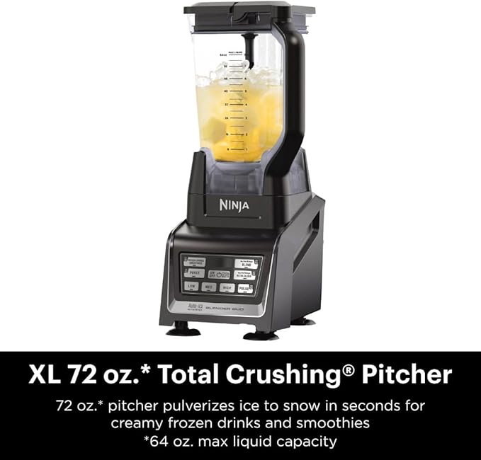 Ninja BL642 Nutri Ninja Personal &amp Countertop Blender with 1200W Auto-iQ Base 72 oz. Pitcher and 18 24 &amp 32 oz. To-Go Cups with Spout Lids For Smoothies Shakes &amp More Dishwasher Saf