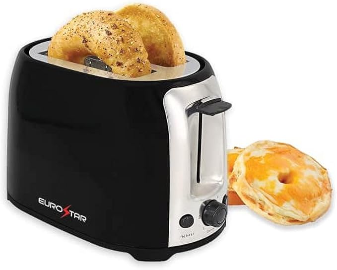 EUROSTAR ET750B 2-Slice Cool Touch Wide-Slot Toaster Black