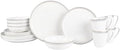 Everyday White by Fitz and Floyd Nevaeh Bone China Coupe Platinum Bands Dinnerware Set Service for 4