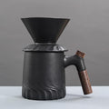 Handmade Black Pour Over Coffee Maker Set Ceramic Coffee Dripper Brewer Heat Resistant Coffee Pot Decanter ACM02B