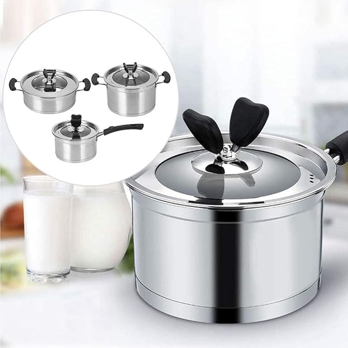 Cookware Set Kitchen 3Pcs Pots and Pans Set Stainless Steel Soup Pot/Milk Pot/Frying Pans for Cooking Home