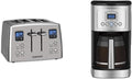 Cuisinart CPT-435 Countdown 4-Slice Stainless Steel Toaster &amp DCC-3200P1 Perfectemp Coffee Maker 14 Cup Progammable with Glass Carafe Stainless Steel