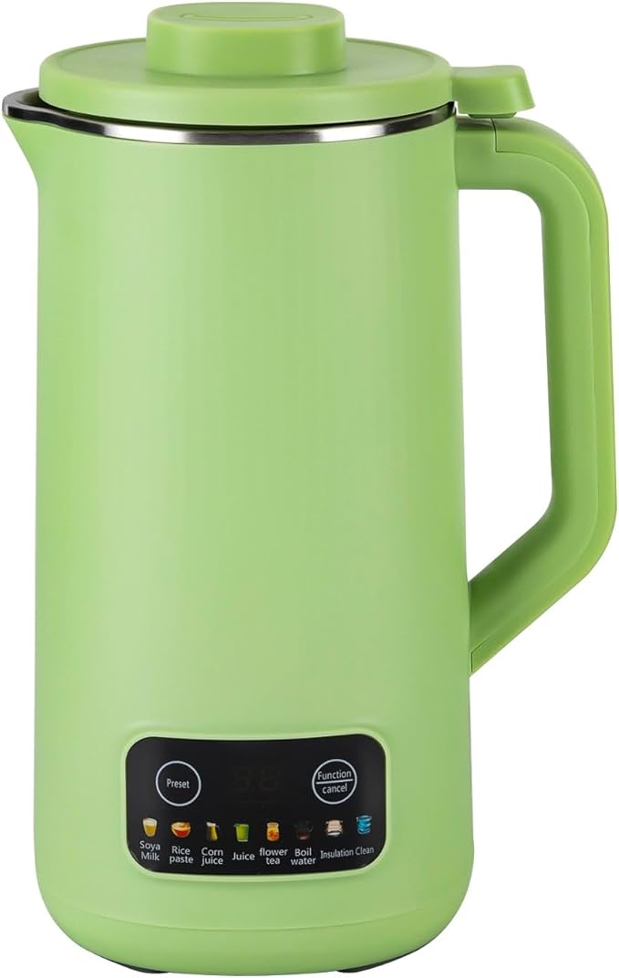 600W 800ml Household Soy Milk Machine Automatic Touch Screen Food Supplement Cooking Mixer Green