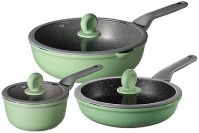 Non-Stick Cookware Set Wok Soup Pot Frying Pan Milk Pot Induction Compatible Reinforced Coating Easy Clean (Set Meal Options)