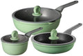 Non-Stick Cookware Set with Wok Frying Pan Soup Pot &amp Milk Pot – Durable Even Heating for Induction Cookers