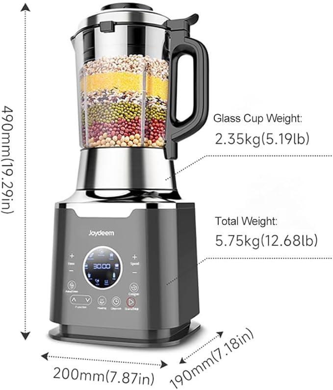 Joydeem Cooking Blender JD-D16 Hot and Cold Blender for Soy Milk &amp Juice Soup Maker with Stew Pot 1.75L(59 Oz) 1200W Black