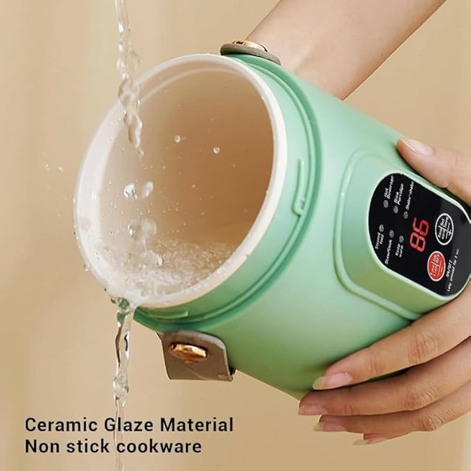 Rice Cooker Small 500W Rice Maker 12 Hours Timer Delay &amp Keep Warm Function Mini Electric Pot 800ML Mini Rice Cooker for Travel Camping Office (US Plug 110V) Green