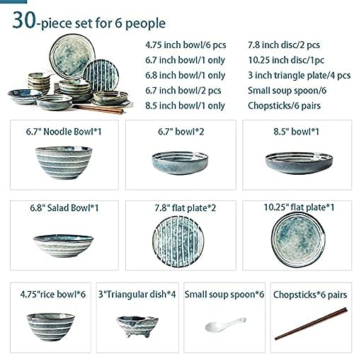 Elegant Dinnerware Set Dinner Plates Bowls Set Retro Style Dinnerware Sets Art Style Plate And Bowl Sets Japanese Ceramic Dishware Sets Kitchen Plate Set For 4 5 6 P30Pcs