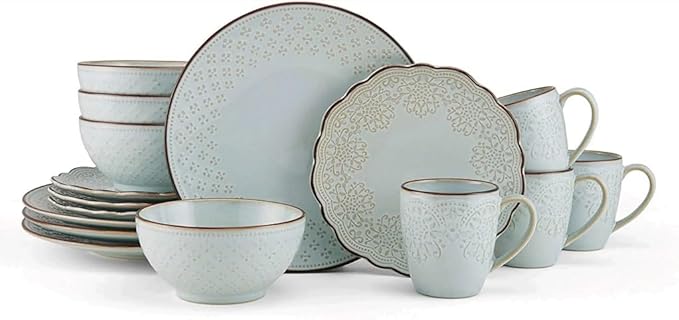 Restaurant and Hotel Stoneware 16-Piece Dinnerware Set Plate and Bowl Dinnerware Set