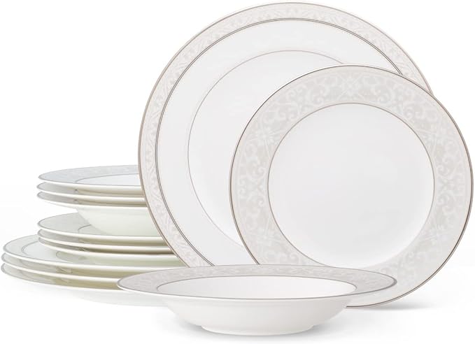 Noritake Montvale Platinum 12-Piece Dinnerware Set Service for 4