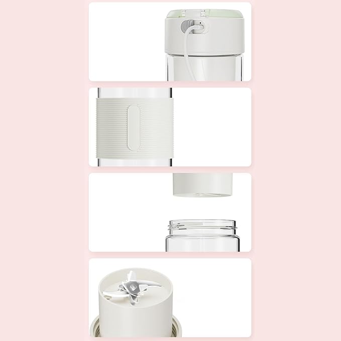 Portable Blender - 16 Oz Capacity for Protein Powder Baby Meal Prep with Blending Function Shaker Cup for Kitchen Outdoor Gym Home Milk Coffee Cordless USB Charging Juicer Bottle 7 Inch