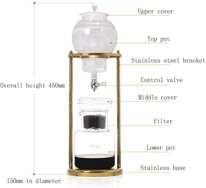 Beverage Equipment 600ML/20.29oz Cold Brew Coffee Maker Iced Drip Coffee Maker with Removable Filter Iced Coffee Maker &amp Iced Tea Maker Siphon Coffee Maker