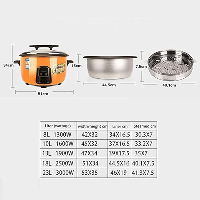 Household &amp Commercial Rice Cooker | Non-Stick Super Large Capacity (8L-23L) | Multifunctional Kitchen Pot with Easy-Clean Non-Stick Liner for Home Canteen &amp Hotel Use(Size:23l)