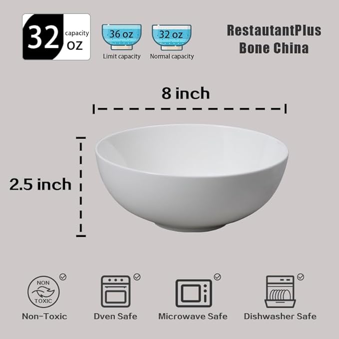 Bone China Coupe Shape Elegance White Royal Bowl 26oz Case of 6