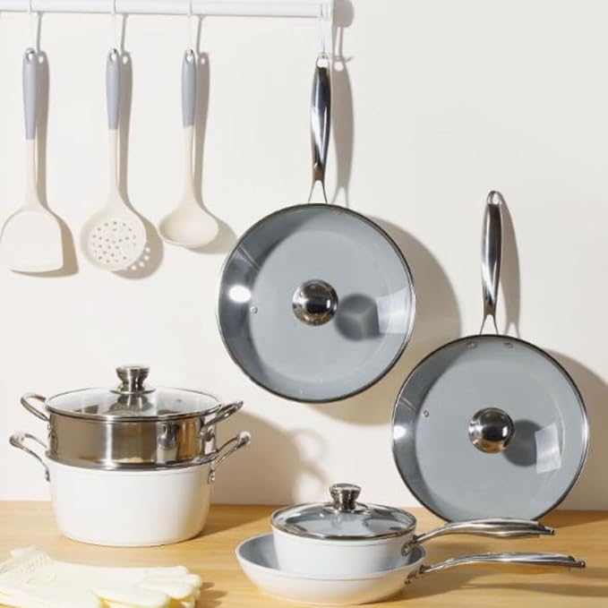 Nonstick Pots and Pans Set 5 Piece Cookware Set with Detachable HandleCeramic Non Stick Pot 5-Piece Set Frying Pan Soup Pot Set Stove Universal
