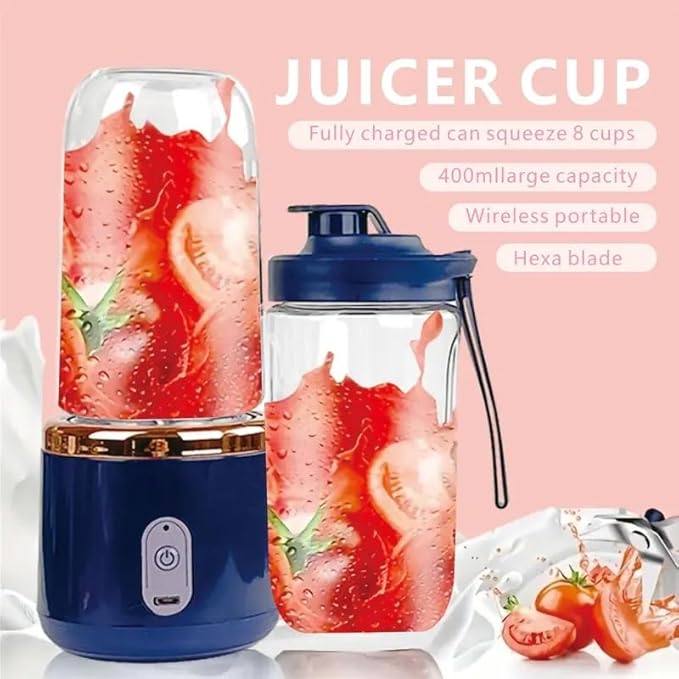 Portable Blender Cup 400ml Capacity 6-Blade Steel Design Dual Cup Set Rechargeable Juicer