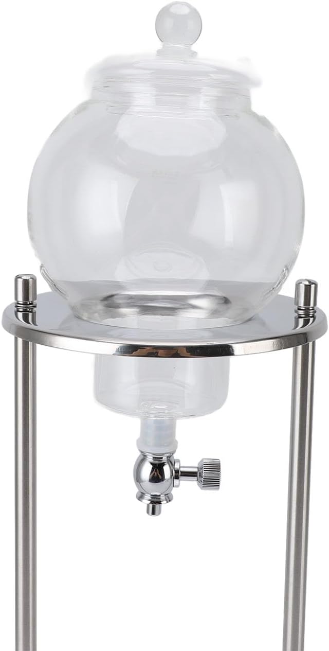 Ymiko Ice Cold Brew Dripper Coffee Maker Premium Stainless Steel Glass 5 to 8 Cup 600ml Cold Brew Tower for Home Office Silver Portable Cold Brew Coffee Machine