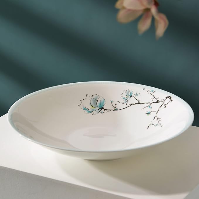 Elegant Bone China Dinnerware Set Service for 4/6/8 People Porcelain Dinnerware Sets Ceramic Tableware Sets with Bowls/Plates/Bowl -Free DinnerwareWei-16 Pcs