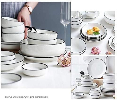 Ceramics Dinner Set Kitchen and Dining Service Durable Kitchen Dinnerware Set Dinner Salad Appitizer Dessert Plate Bowls Best for Indoor and Outdoor Party Creativity Villa Table Decor (C One Size)