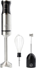 MasterChef Immersion Blender Handheld with Electric Whisk &amp Milk Frother Attachments Hand Held Stainless Steel Stick Emulsifier for Making Baby Food Soup Puree Cake Cappuccino Latte etc 400