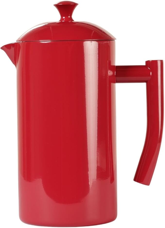 Frieling Insulated Double-Walled Stainless Steel French Press Coffee Maker - 34 fl oz Red - Camping Coffee Press