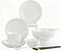 White Ceramic Dinnerware Set: Plates &amp Bowls for Kitchen Microwave &amp Dishwasher Safe Dishes Collection (18pcs)