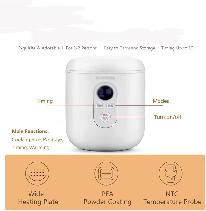 Rice Cooker Mini Rice Cooker 1.2L Intelligent Electric Powder Coating Cookers for Home Students Cooking