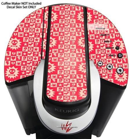 Decal Style Vinyl Skin compatible with Keurig K40 Elite Coffee Makers Gothic Punk Pattern Red (COFFEE MAKER NOT INCLUDED)