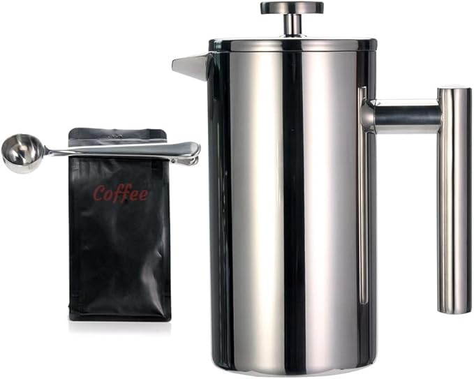 Best French Press Coffee Maker - Wall 304 Stainless Steel Keeps Brewed or Tea Hot