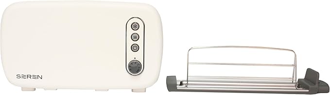 BergHOFF Seren Side Loading Toaster with Cool Touch Exterior and Removable Crumb Tray With Cream Panel use as Serving Tray