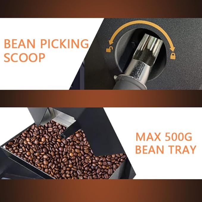 Electric Coffee Bean Roaster Machine Smokeless Drum Roasting for Home&ampCommercial Automatic Baking (B500)