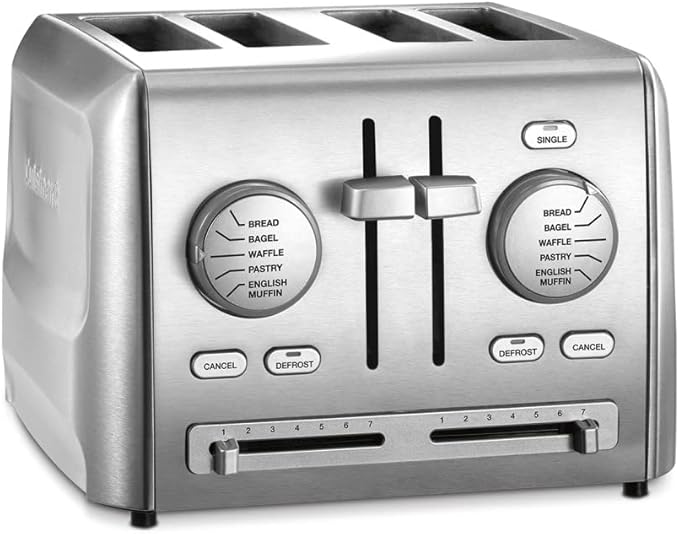 Cuisinart Coffee Maker 12-Cup Glass Carafe Automatic Hot &amp Iced Coffee Maker Single Server Brewer Stainless Steel SS-16 &amp CPT-640P1 4-Slice Custom Select Toaster Stainless Steel