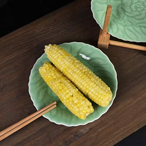 Plates Dinnerware 8 inches Celadon Dish with Penoy Microwave and Dishware Safe(set of 4)