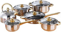 Thickened Stainless Steel Pot Set Soup Pot Milk Pot Frying Pan with Water Kettle 12 Piece Set of CookwareA12Pcs Daishuihu