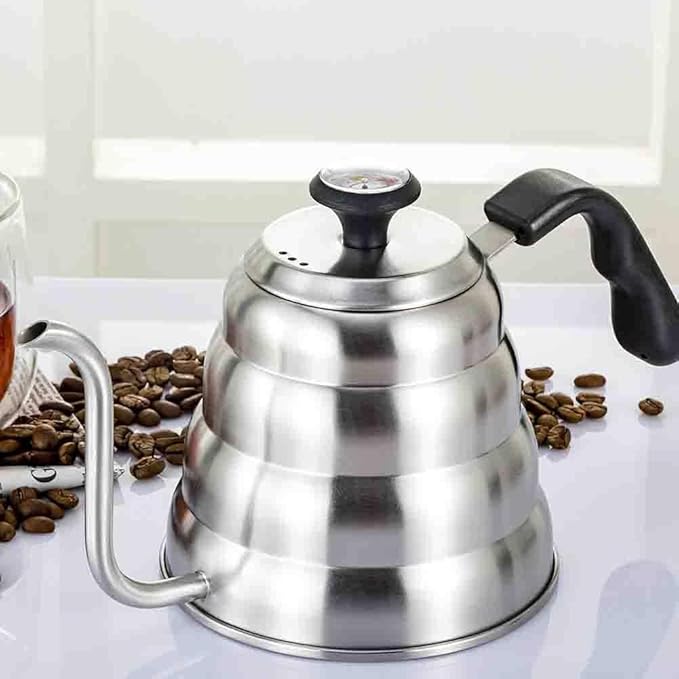 Coffee Press Stainless Steel Pour Over Coffee Water Kettle Thermometer Gooseneck Tea Pot Coffee Maker with Insulated Handle Pots