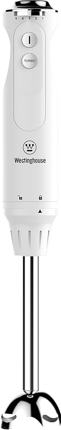 Westinghouse Hand Blender - 5-Speed Blender with Turbo Function Stainless Steel Rod &amp Blade Easy Clean Design for Smoothies Soups &amp Sauces - Everyday Series Appliance Black