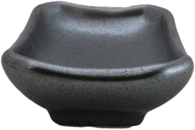 Ebros Gift Iron Black Clay Underglaze Technique Tetsu Kesho Porcelain Dinnerware Kitchen Set Asian Japanese Restaurant Supply (Pack Of 6 Rectangle Condiment Sauce Dishes 2oz)