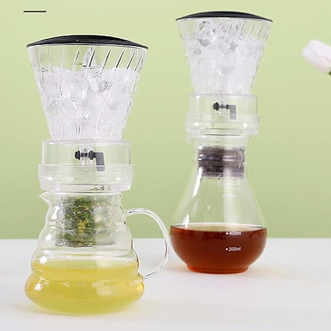 Habiba Iced Drip Coffee Maker American Siphon Coffee MakerHeat-Resistant Glass Manually Coffee MakerCold Brew Coffee Maker with Water Flow Control Valve Reusable