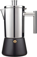 Stainless Steel Stovetop Espresso Moka pot - Cuban Coffee maker Italian for Induction gas or electric stoves