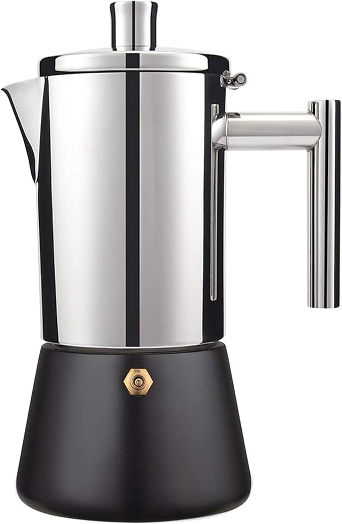 Stainless Steel Stovetop Espresso Moka pot - Cuban Coffee maker Italian for Induction gas or electric stoves