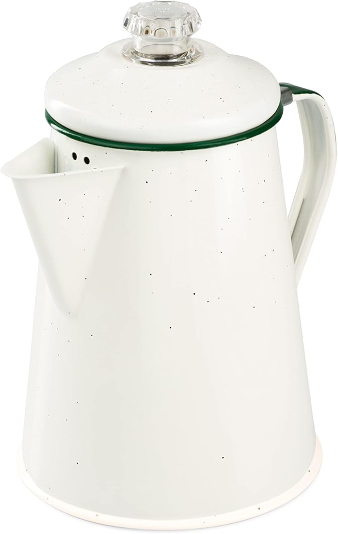 GSI Outdoors Percolator Coffee Pot | Enamelware Campfire Coffee Boiler Kettle for Outdoor Camping Cookware Cabin RV Kitchen Hunting &amp Backpacking