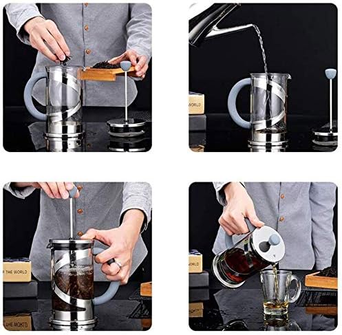 French Press Coffee MakerDuty Stainless Steel Frame &amp Borosilicate Glass Coffee Press Filtration System Easy Clean for Restaurant Home (Size : 600ML)