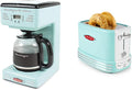 Nostalgia Retro 12-Cup Programmable Coffee Maker + Wide 2-Slice Toaster Vintage Design