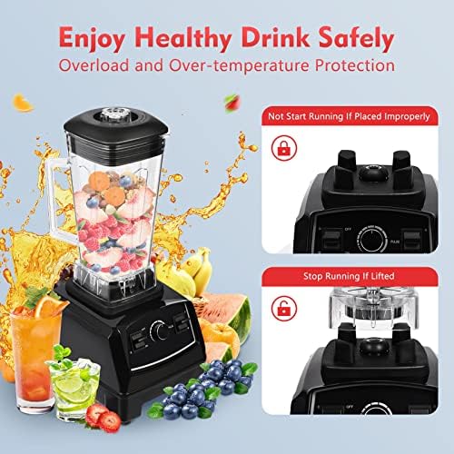 2200W Commercial Blender with 2L Capacity - High-Speed Smoothie Maker Professional Countertop Blender for Ice Crushing Chopping Grinding &amp Blending Soundproof Cover Included