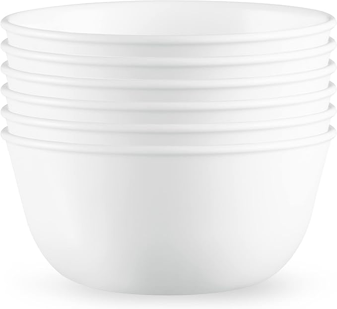 Corelle Vitrelle 18-Piece Service for 6 Dinnerware Set Mystic Gray &amp Vitrelle 28-oz Soup/Cereal Bowls Set of 6 Chip &amp Crack Resistant Dinnerware Bowls
