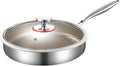 11 Inch Titanium-Infused 304 Stainless Steel Frying Pan with Glass Lid Low-Smoke Non-Stick Skillet Wear-Resistant &amp All Cooktop Compatible Durable Cooking Pan for Home Kitchen