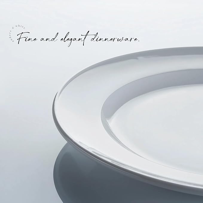 Anders and White 'Classica' - White Ethical Bone China Dinner Set. 12 Pieces Dinnerware Set. Contains 4X Dinner Plates Side Plates and Bowls. Vegan Friendly.